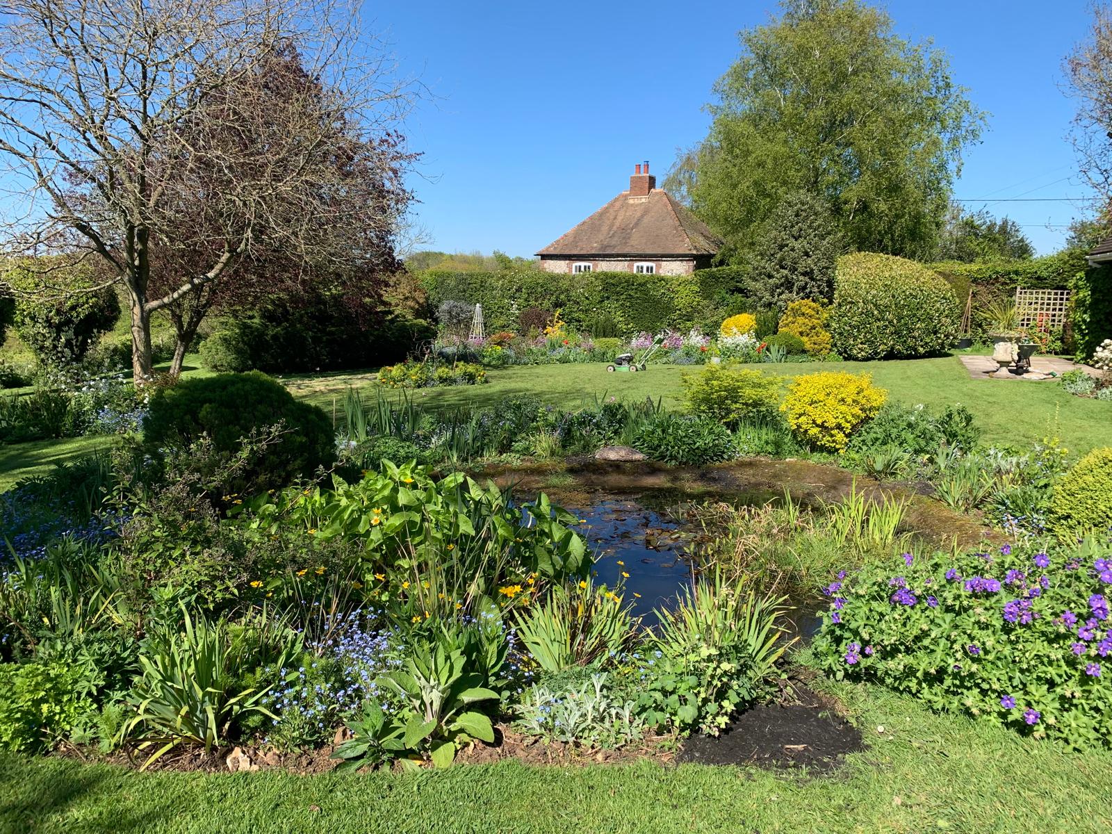 Viking mulching mower grass cut in Bodsham village near Canterbury, Kent — Kent Mowing